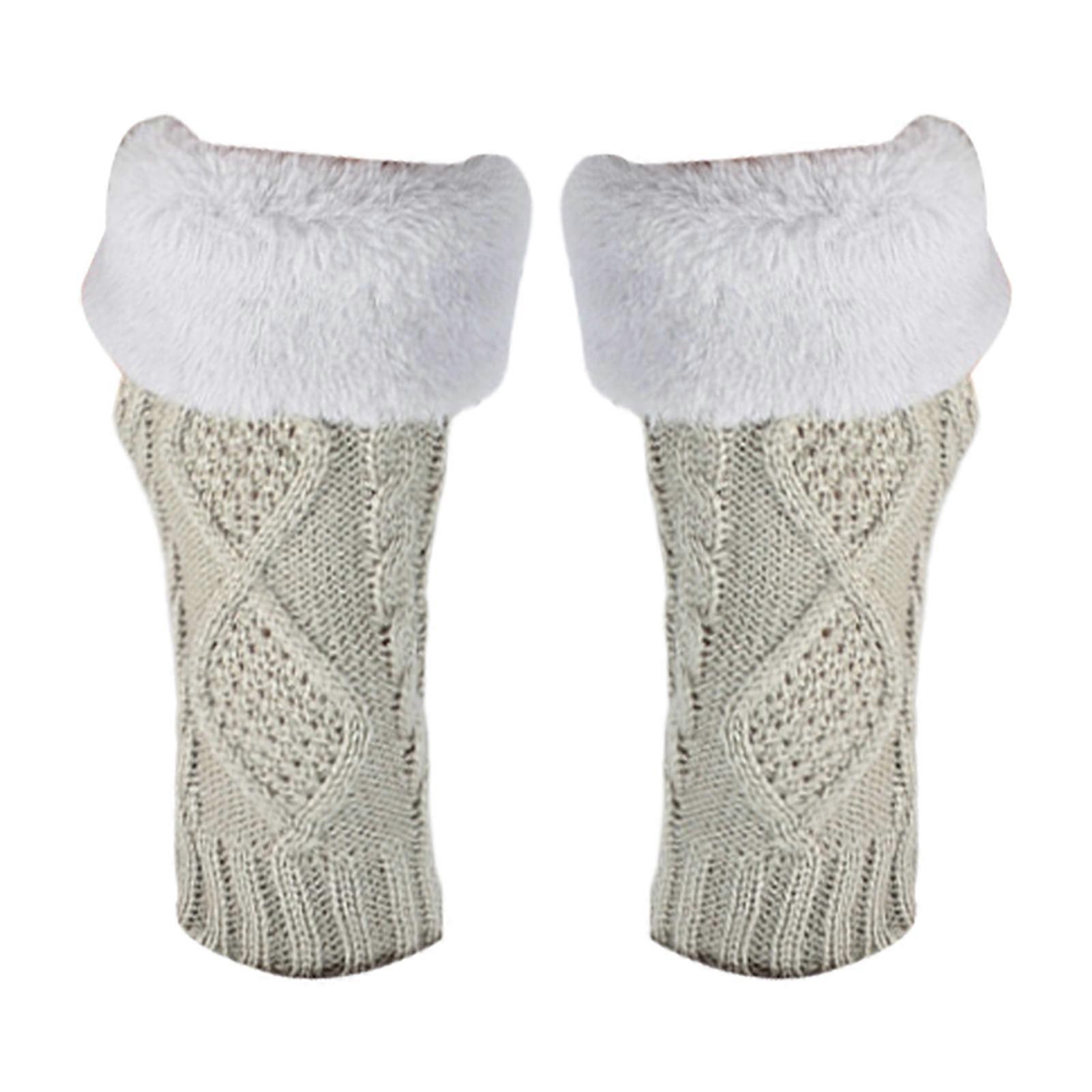 1 Pair Fall Winter Gloves Fingerless Rhombus Knitted High Elasticity Non-slip Arm Warmers Arm Sleeves Keep Warm Windproof Cycling Wrist Covers