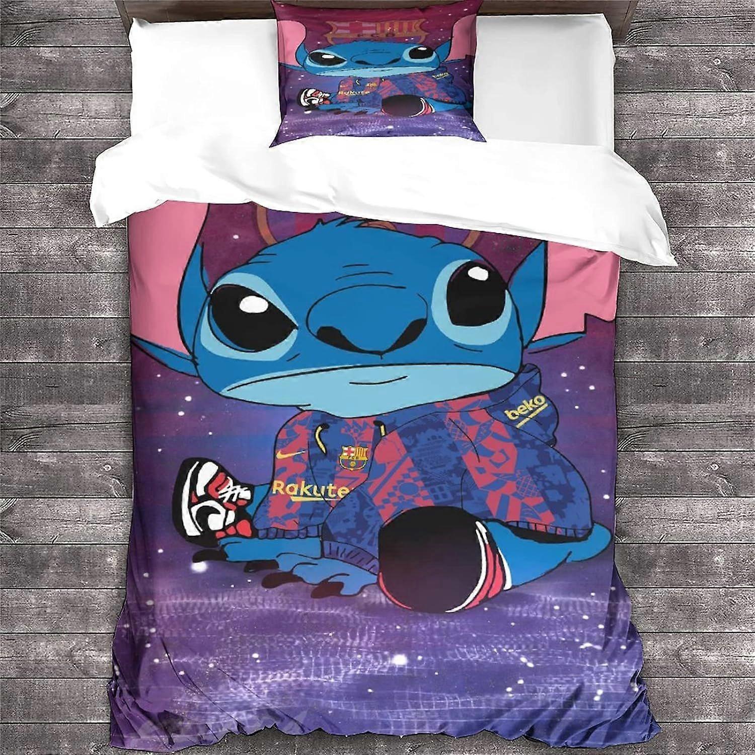 Stitch Cartoon Decor Bedding Set, Animation Characters - Digital Print D - % Microfiber - Soft and Fluffy - with Duvet Cover and Pillowcase 135*200CM