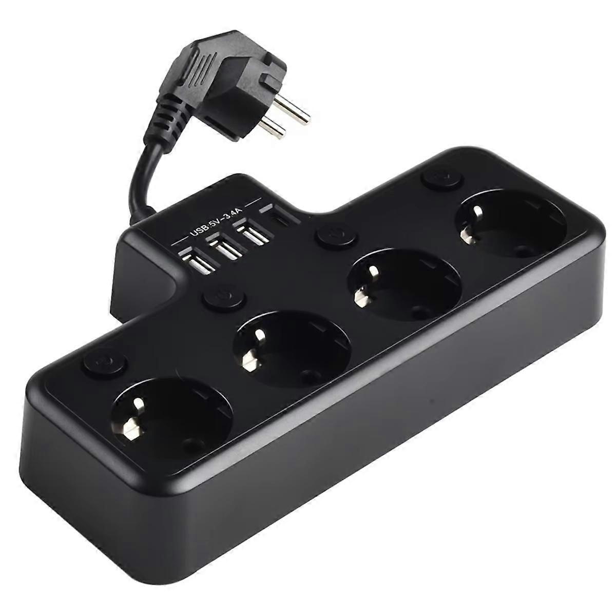 16A 4000W 4-Way Power Strip Individually Switchable Multiple Interpolated with Multiple USB Ports C