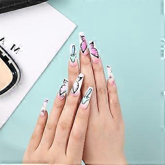 Full Cover Fake Nails With Butterfly Charming Fashionable Classic Design  OPP Bag And Strip