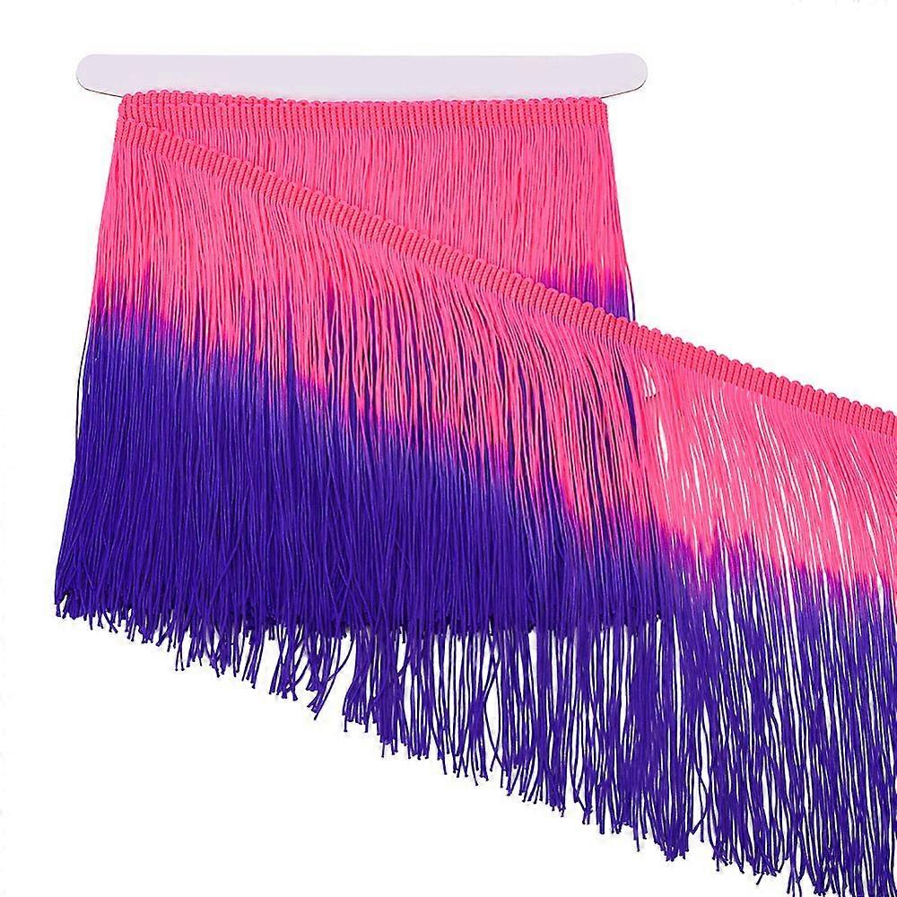 2M Two Tone Polyester Tassel Ribbon Fringe Ribbon Clothing Ornament Mauve 7-7/8 inch(200mm)