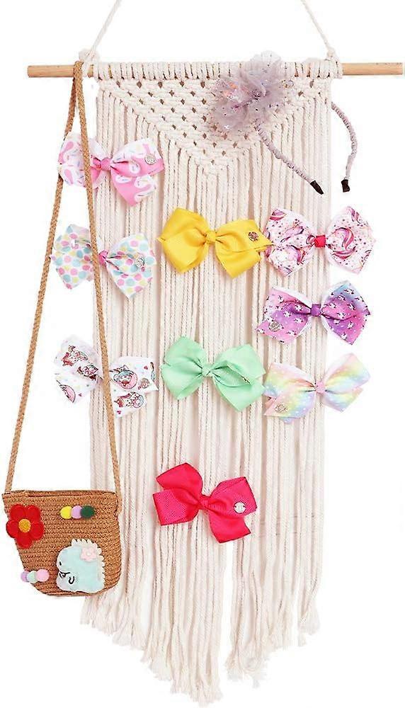 Macrame Hair Bow Holder, Decorative, Wall Organizer