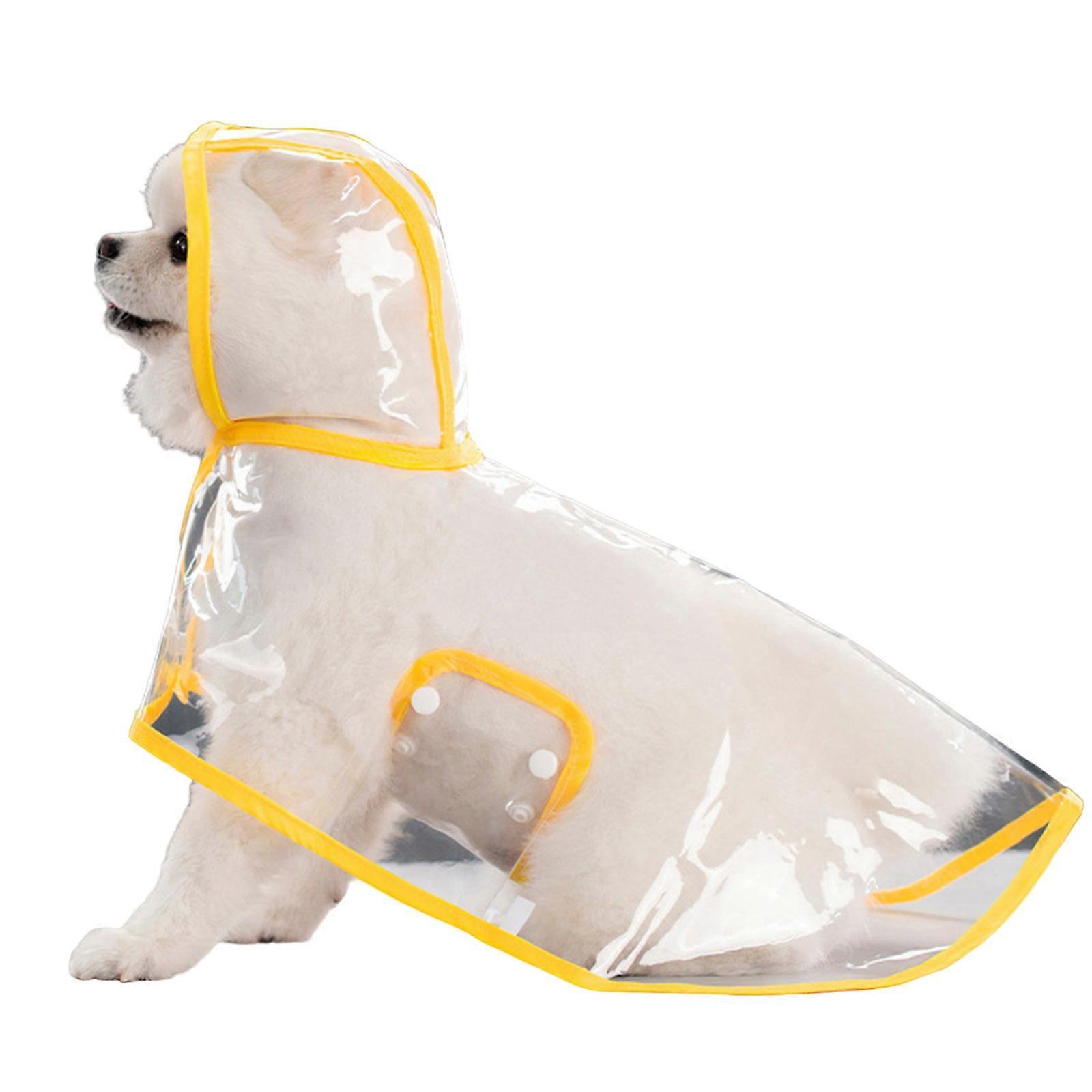 Clear Dog Raincoats Suitable for Large, Medium and Small Dog Clothes Windproof and Waterproof Dog Rainwear Yellow XS
