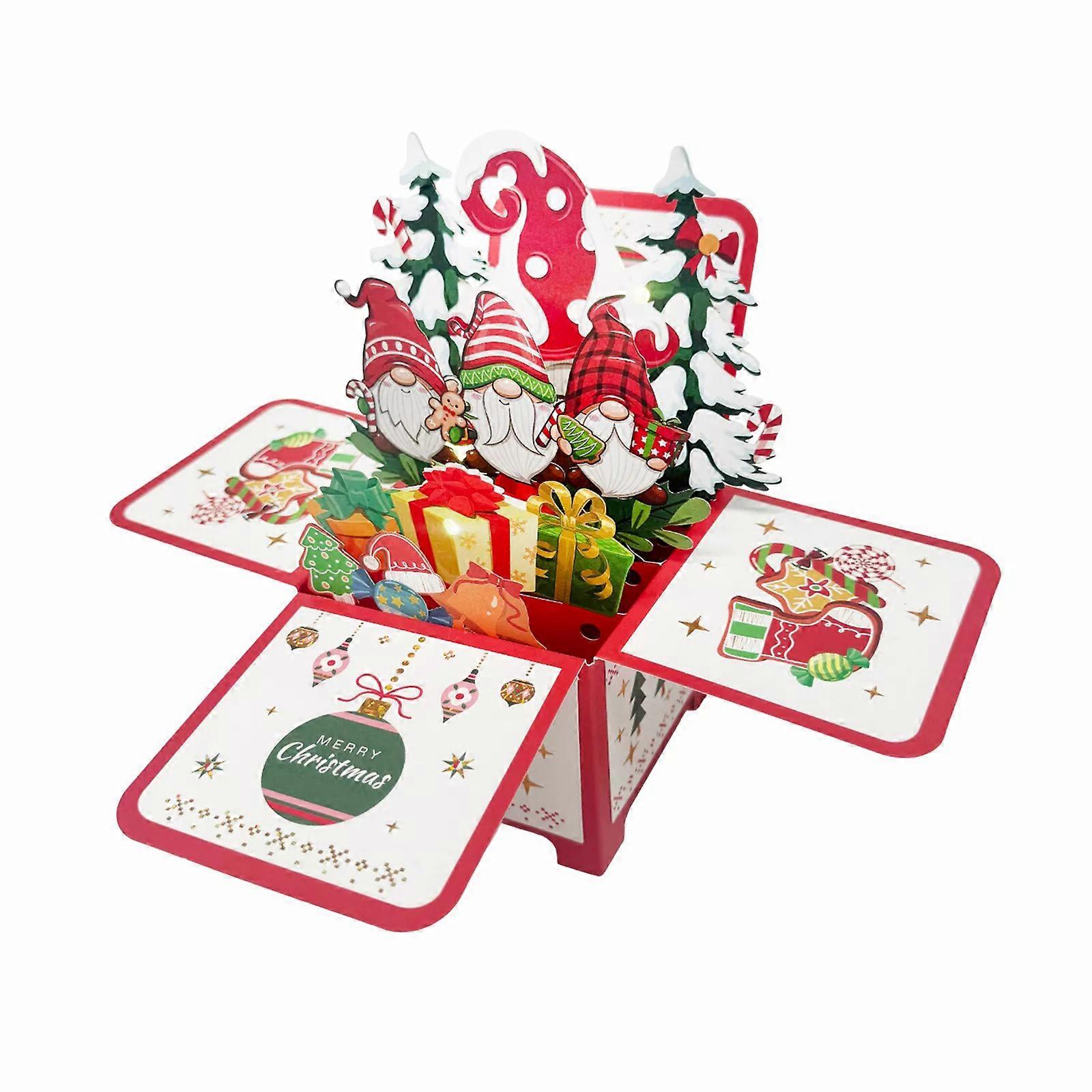 Carte de Noël 3D Pop-Up avec Père Noël, lumière et musique