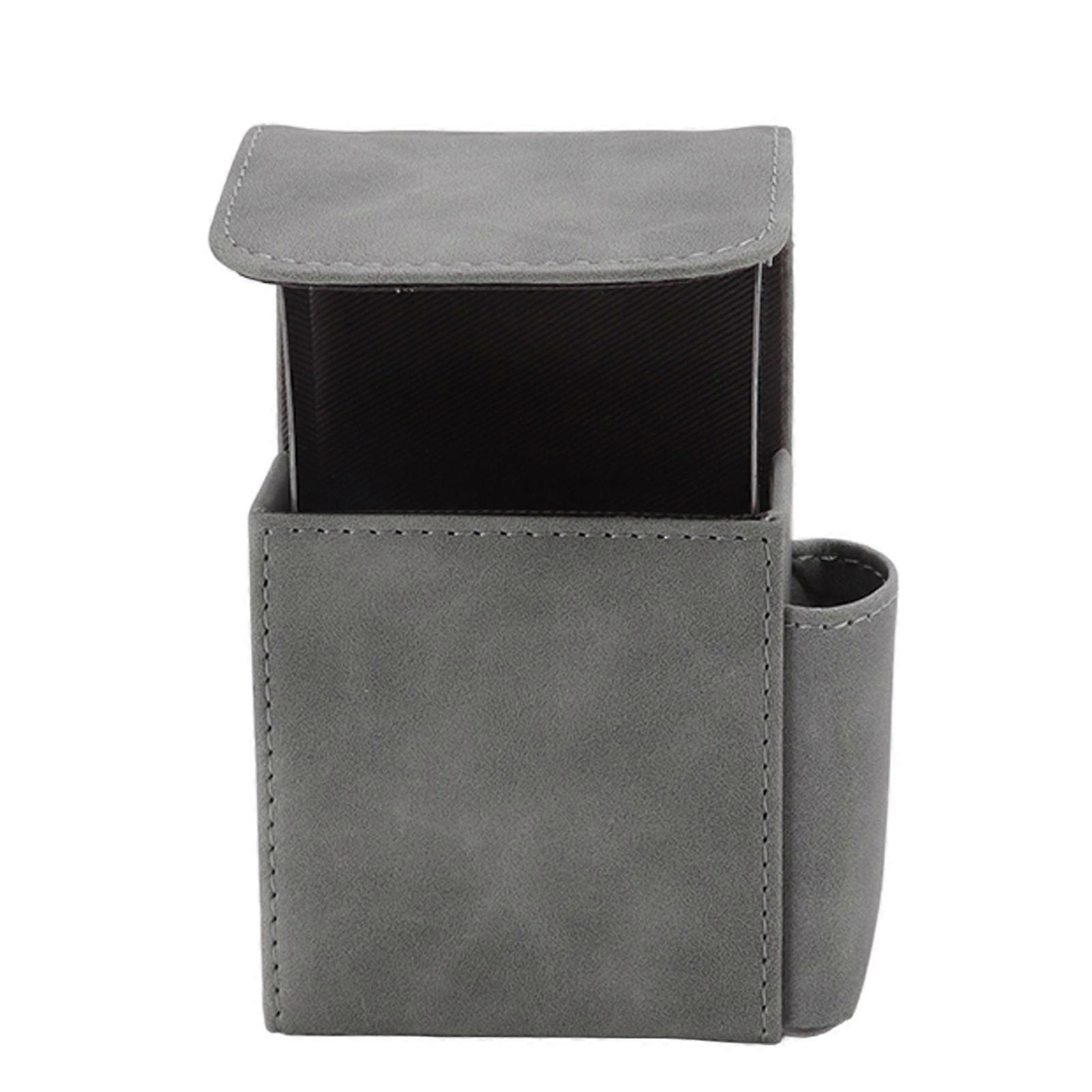 PU Cigarette Case with Lighter Holder 20 Packs Cigarette Box Wallet Design for Men Smoke Tools Gray