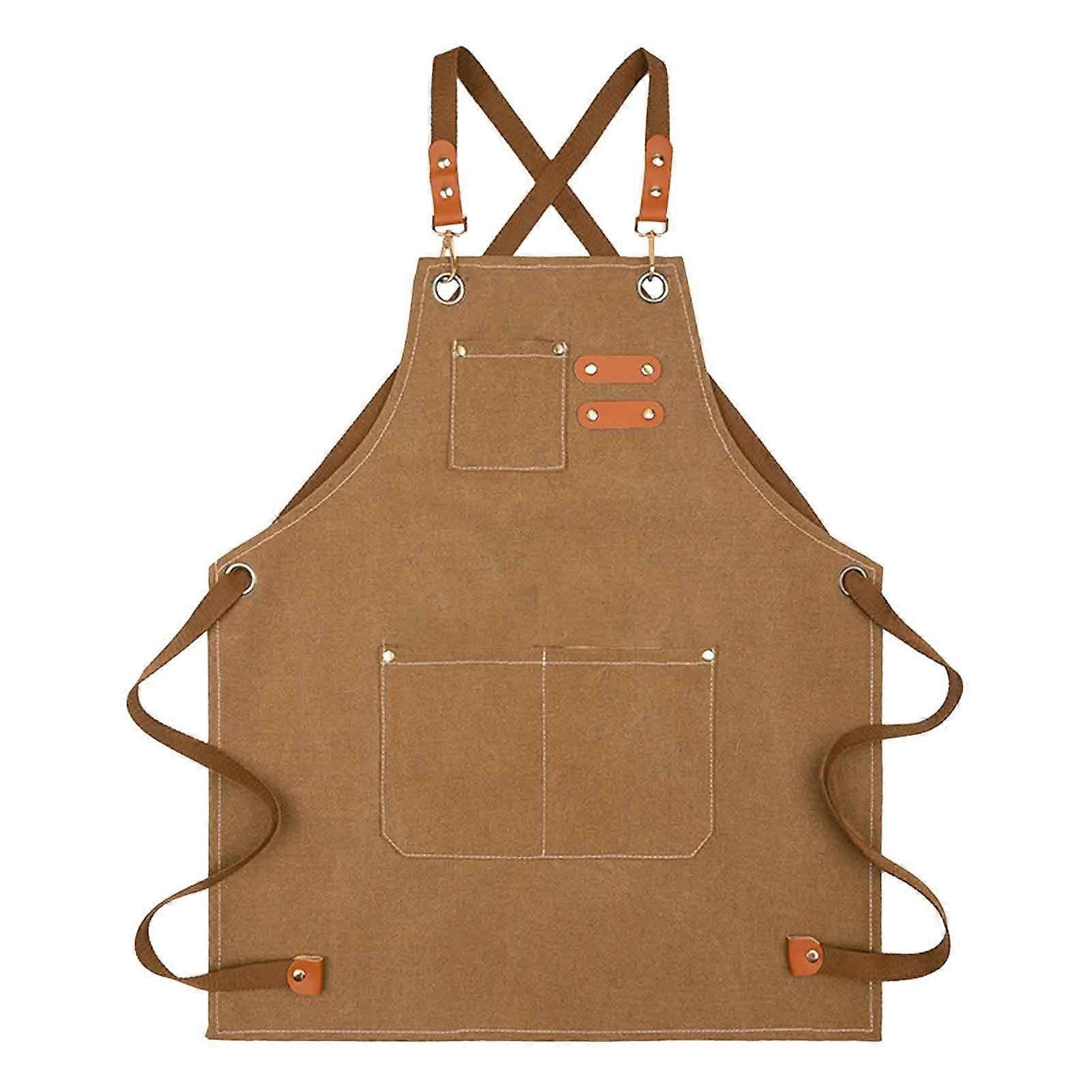 1pcs large pocket children's apron - camel color