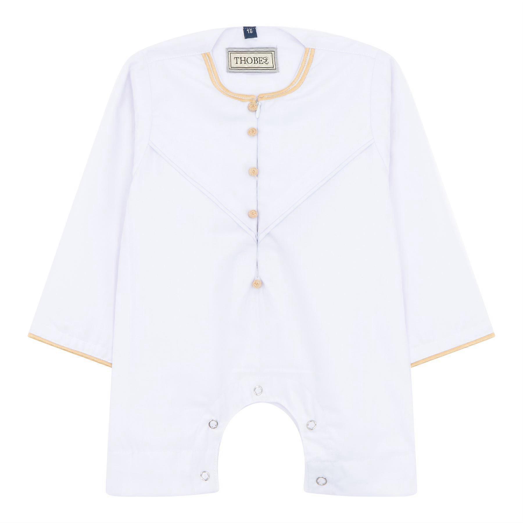 Baby Boys Omani Eid White Thobe Saudi Emirati Jubba Robe Romper