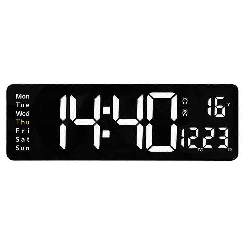 6626 Orologio digitale a LED con display a parete da parete 6626, colore: bianco Temperatura 16 pollici Temperatura bianca
