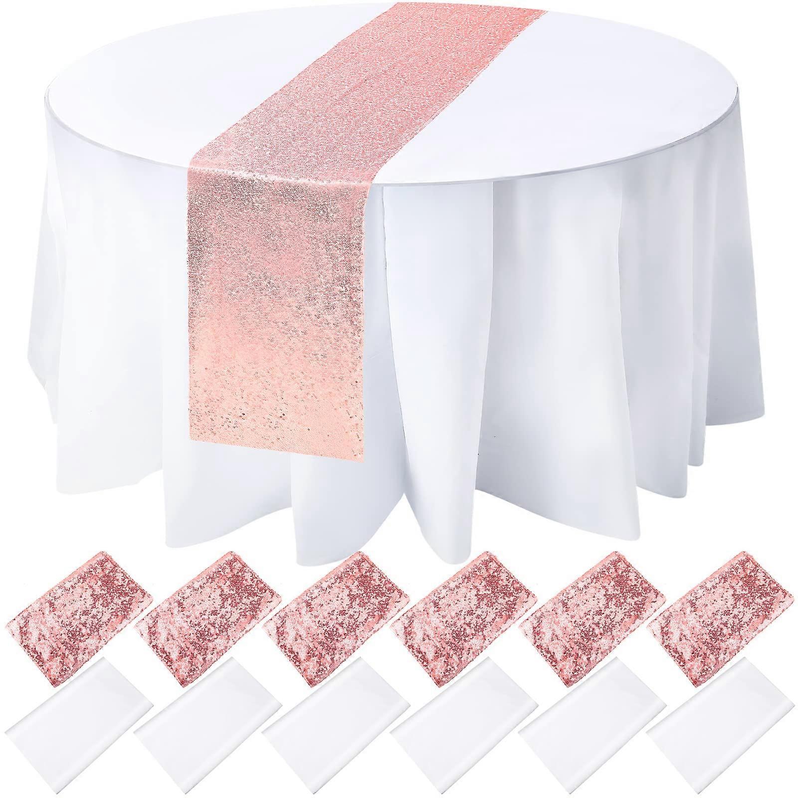 12 عبوة مفرش مائدة بلاستيكي دائري 84 بوصة