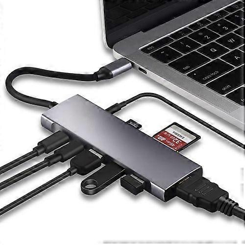 ZRUXE HB-238 9-in-1 USB Type C to HDMI + USB3.0X3 + Type-C + PD + SD/TF + Audio Hub Adapter