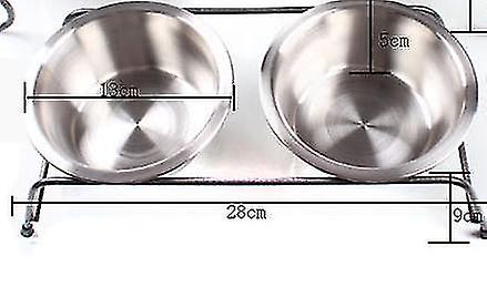 Multifunktions rustfrit stål Cat Dog Double Puppy Pet Water Food Feeder Opvaskeskåle Stand Set* @bugu