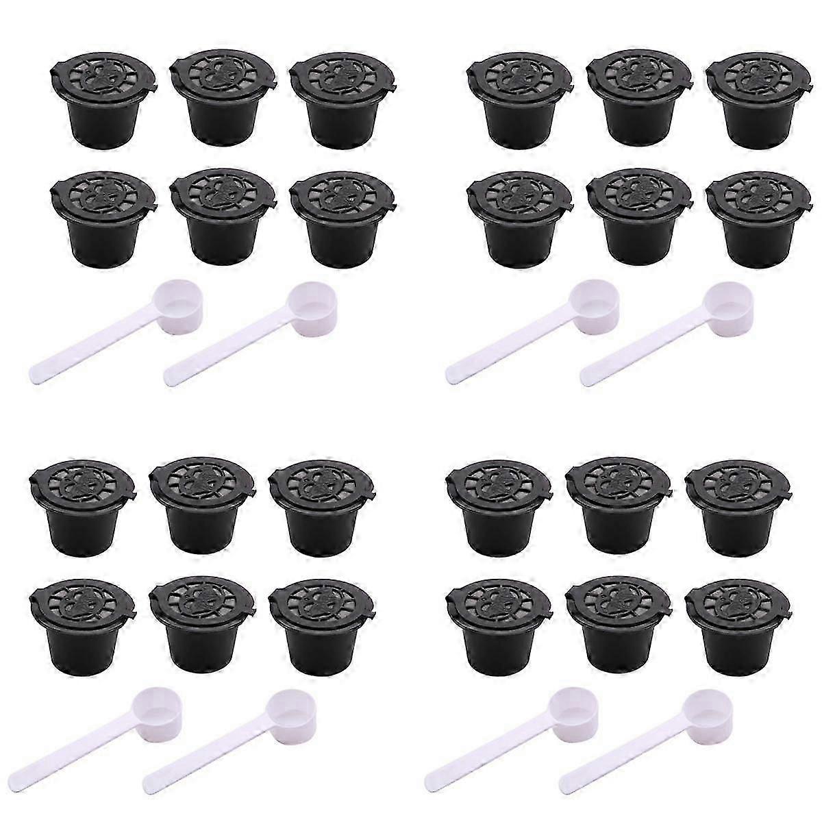 24 Pcs Refillable Reusable Espresso Capsule for Coffee Machine Reusable Capsule Refill Empty Capsul
