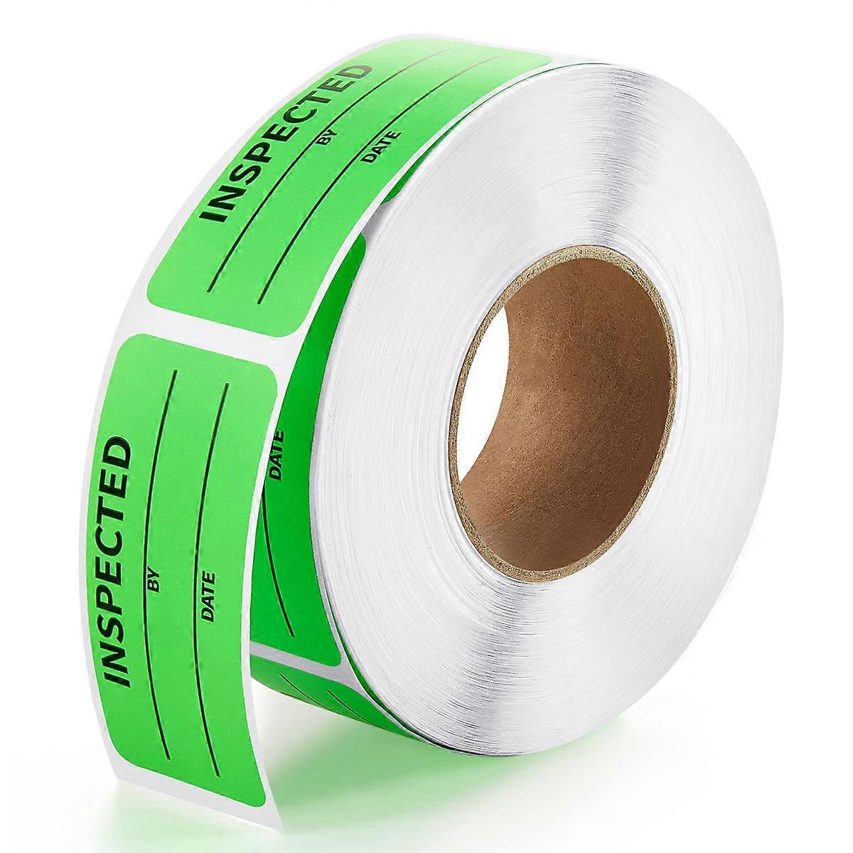 1 x 2.25 Inch Control Inventory Labels 500 Labels Per Roll Inspected by Rectangle Labels Fluorescent Green Adhesive Stickers