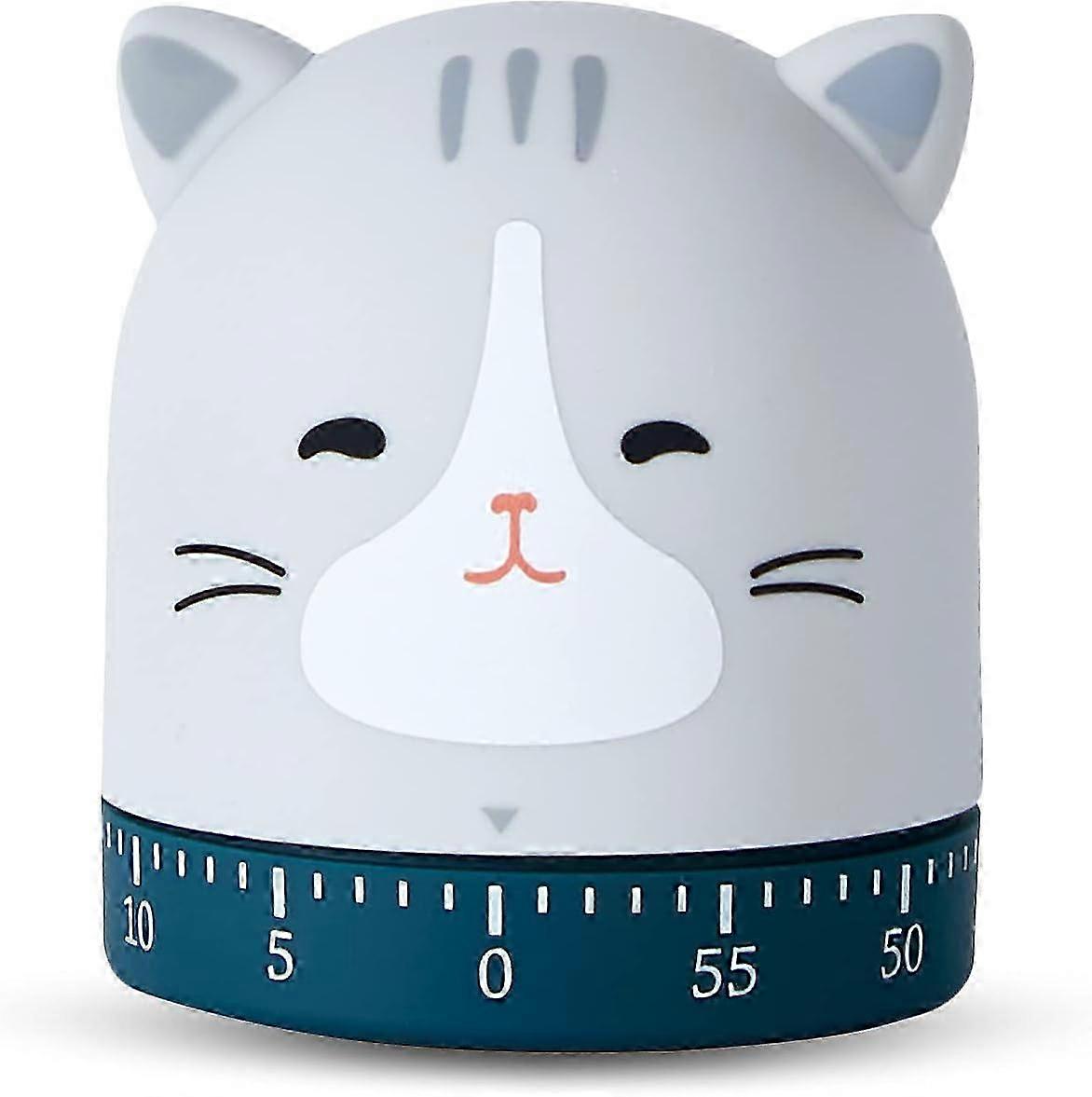 Kitchen Timer, Egg Timer Mechanical Countdown Timer with Loud Alarm Clock Suitable for Baking(67x60x60mm, Cat)