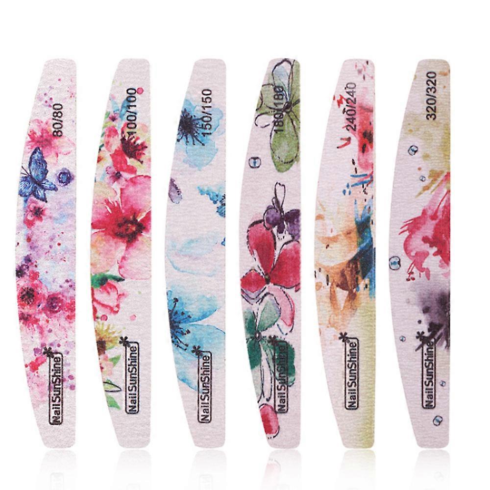 Salon-Quality Nail Files, Semicircle Two-Sided Design For Shaping Acrylic And Natural Nails, Durable For Daily Use, Mixed Grit (80-320), 6 Pcs Set
