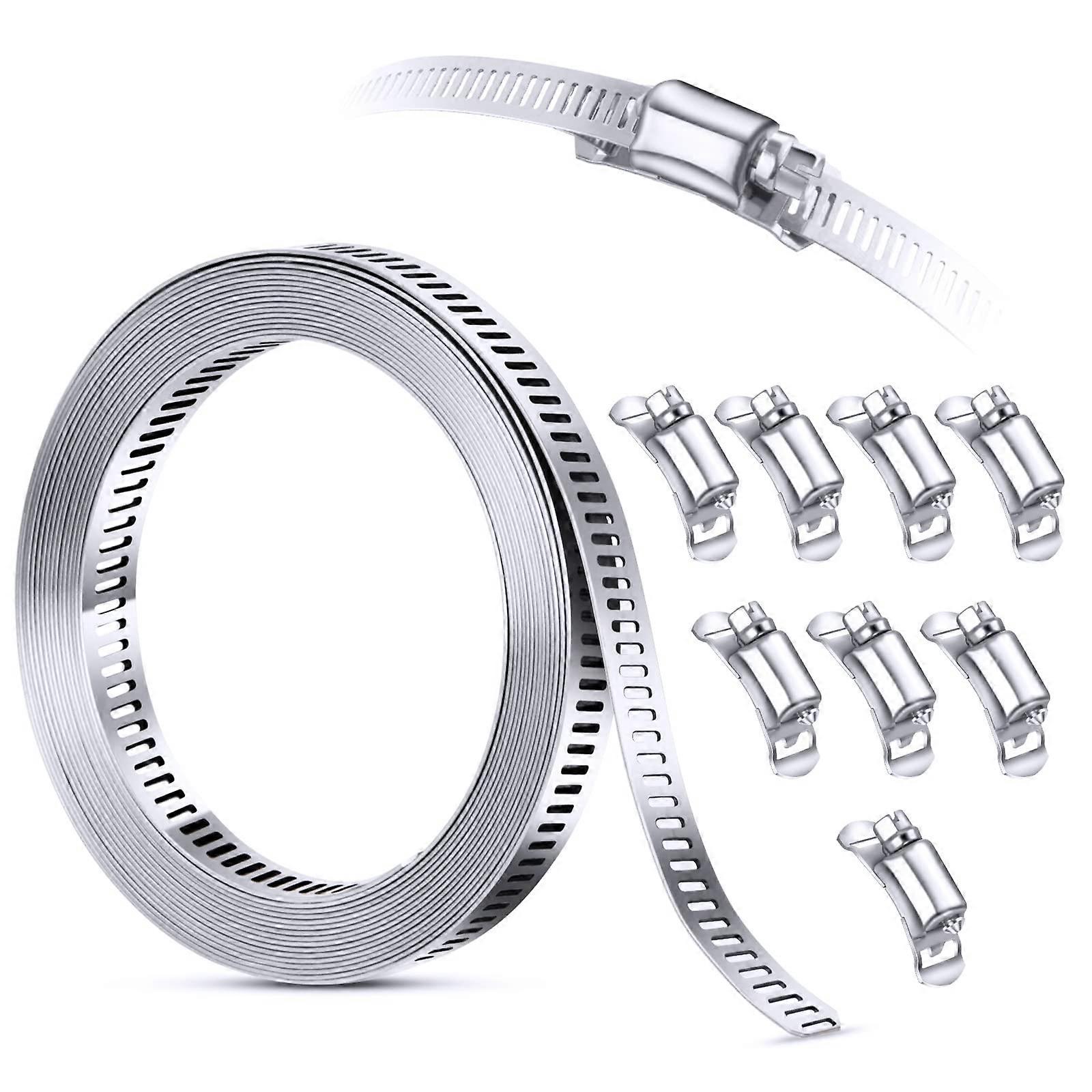 Versatile Hose Clamp Assortment, Heavy Duty 304 Stainless Steel Adjustable Pipe Hose Clamp, Wide Adjustable Size Range for Multiple Applications,