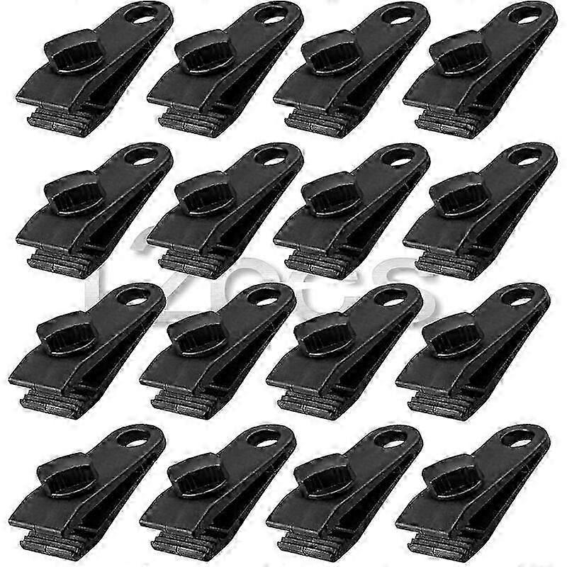 Morsetto per clip per telone da 12 pezzi, set di clip per teloni per impieghi gravosi Morsetto per tende da sole istantaneo per tende Telo Copertura per tende da giardino per roulotte, nero, 8 * 3 * 2,5 cm