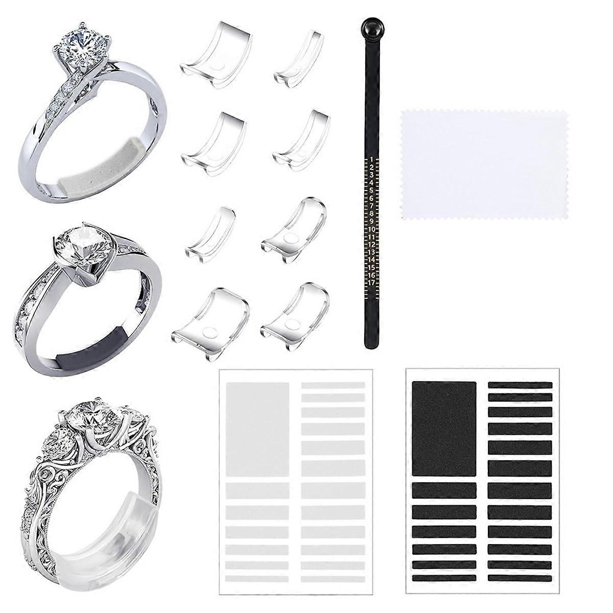 8 Pcs Ring-Size Adjuster for Loose Rings Transparent Ring Adapter Kit with Silverware Polishing Clot