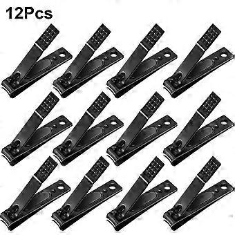 12 piezas Black Nail Clipper Set Cortador de uñas de acero inoxidable Uñas y cortador de uñas para mujeres Hombres