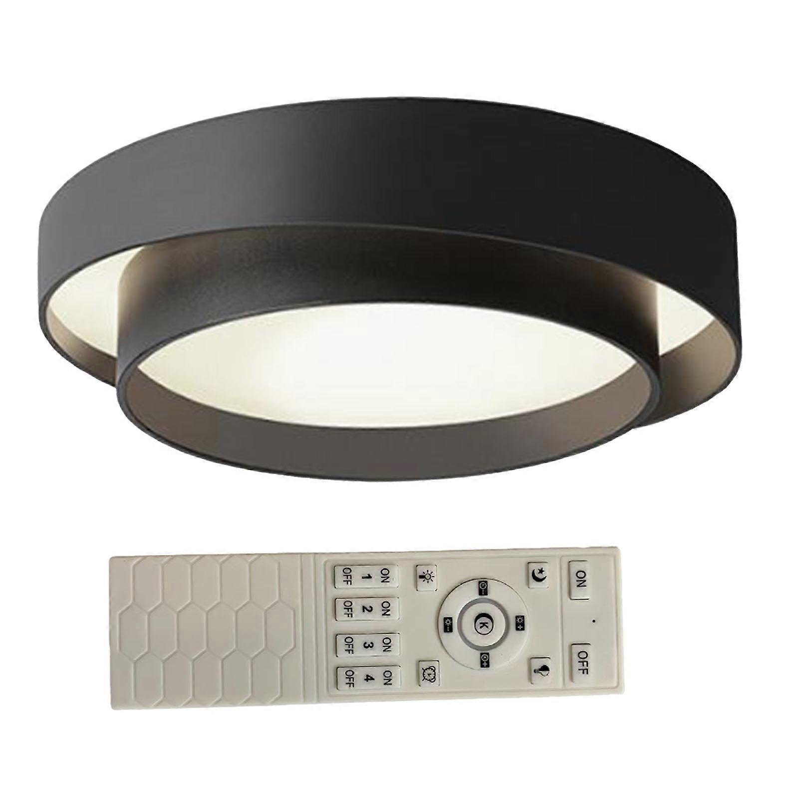 Plafonnier LED rond encastré à intensité variable 45 W avec télécommande pour chambre à coucher, bureau, couloir, salon, noir, 40 x 14 cm