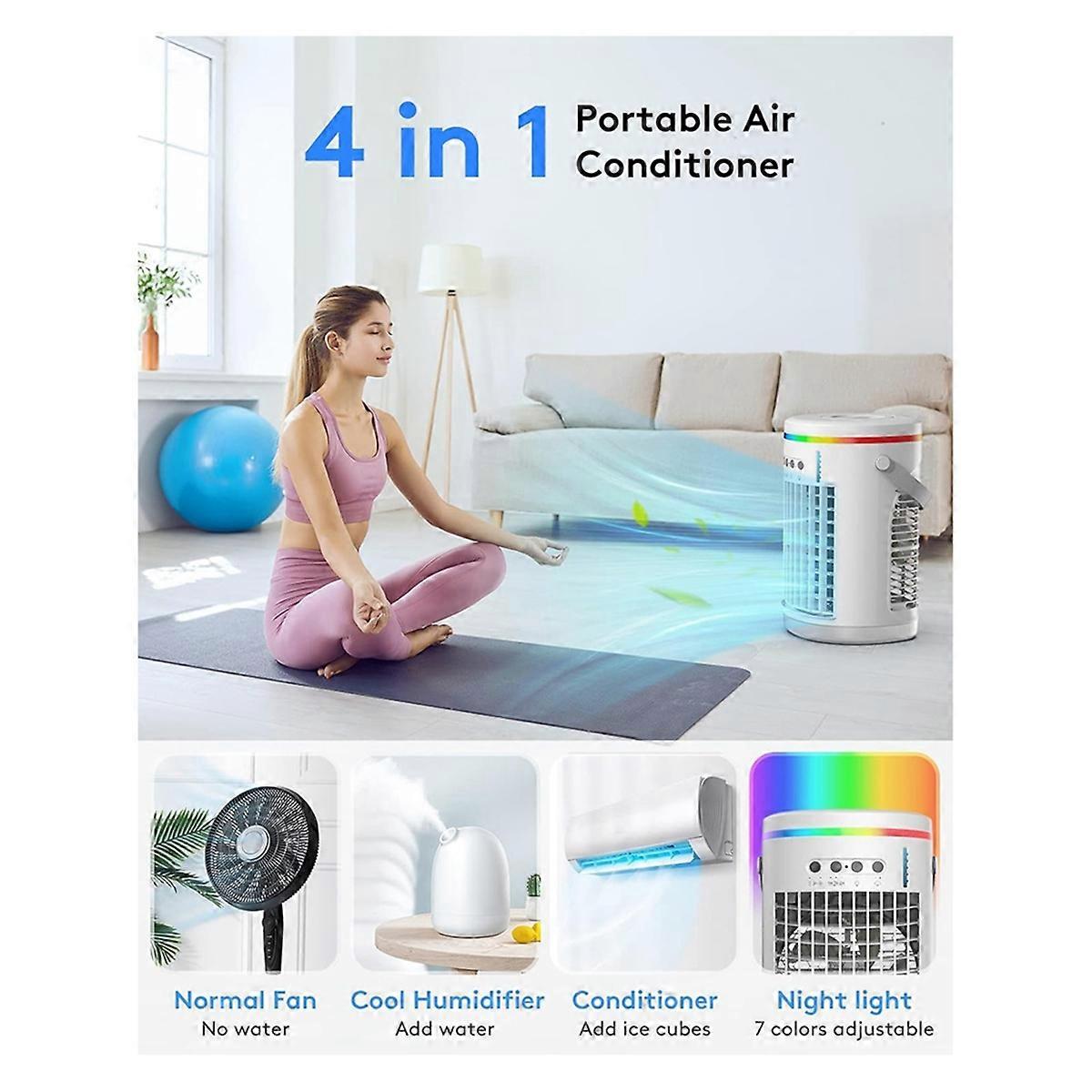 with Remote,Evaporative Mini Air Conditioner Portable AC Unit,Lights Personal Air Conditioner