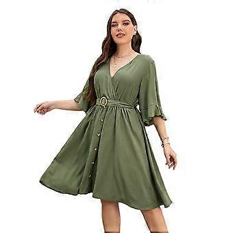 Plus Size Casual Dress Women's V Neck A-Line Knee Length Wrap Dress Swing  Dresses Solid Color Green XXL | Fruugo FR
