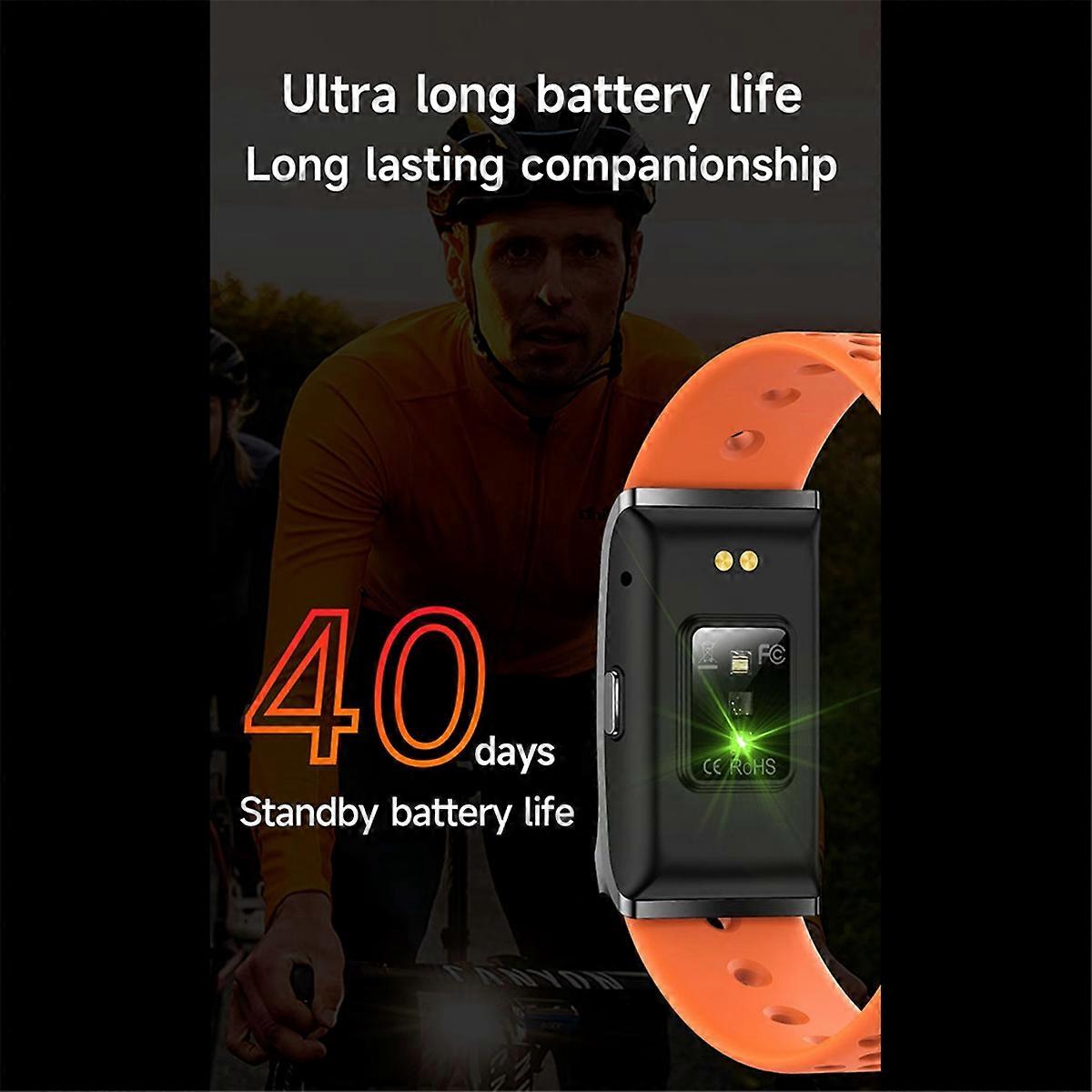 سوار معصم تعقب اللياقة البدنية ، بدون شاشة ، مراقب معدل ضربات القلب ، برتقالي