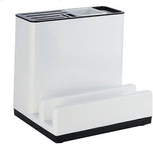 Utensil Holder,Kitchen Utensil Holder Plastic Block with Drainboard Tableware Cutting Board Storage Rack Shelf Kitchen Organizer
