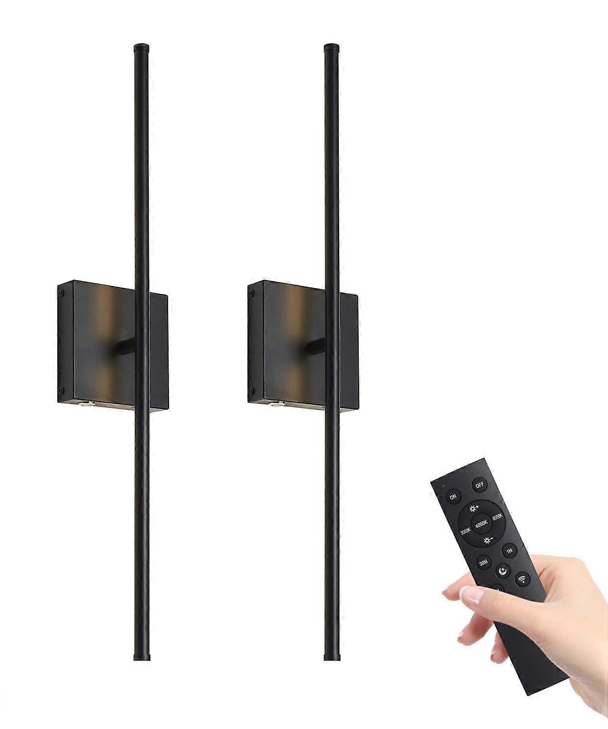 Remote-controlled battery-powered wall sconce, two, 3000k - 6500k led wireless wall light, 350 ° rotation