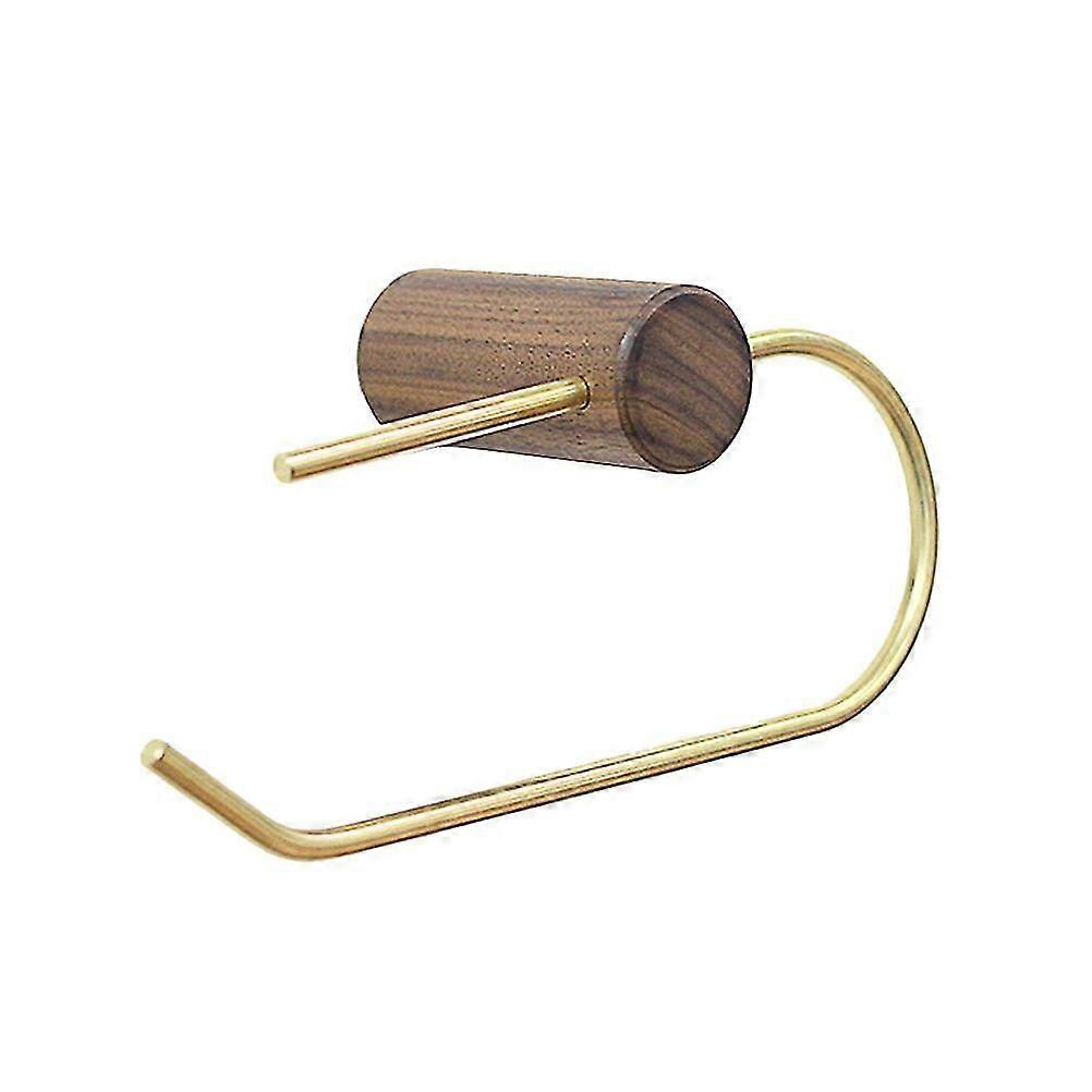 Stylish Wall-Mounted Tissue Holder - Durable Black Walnut & Copper Design for Compact Bathroom Storage
