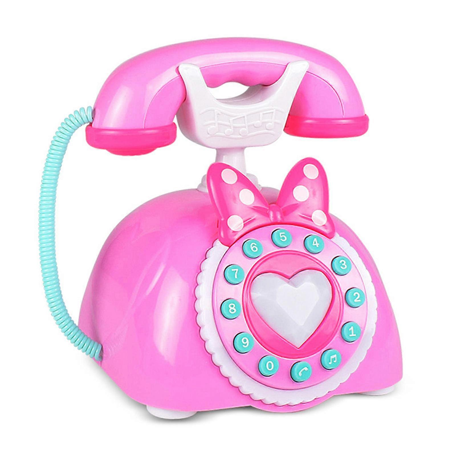 Musical and Language Development Toy Phone Early Learning Toy Pretend Play Telephone Plastic Texture for Toddlers Pink