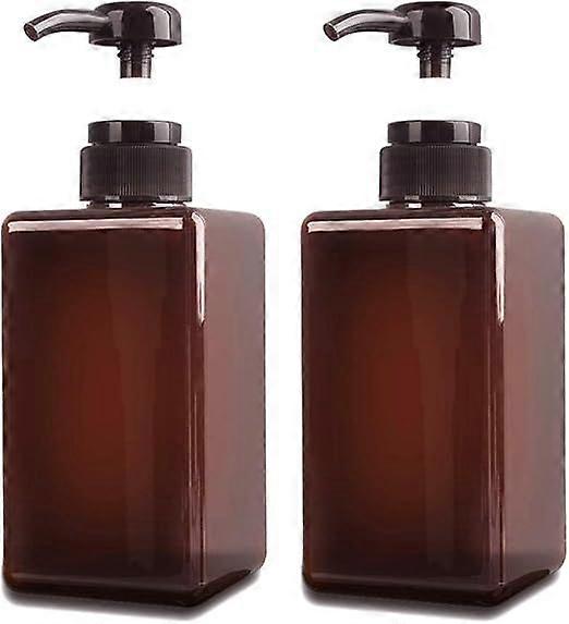 (Brown) 450ml Soap Dispenser, 2 Pack Empty Plastic Pump Bottles for Kitchen and Bathroom