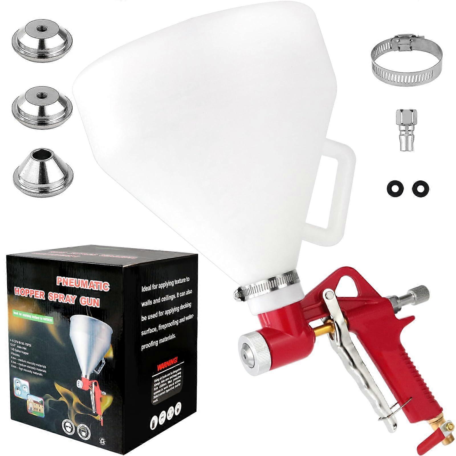Texture Drywall Sprayer, Air Hopper Spray Paint Gun, 1.5 Gallon Capacity with 3 Adjustable Nozzles for Easy Application