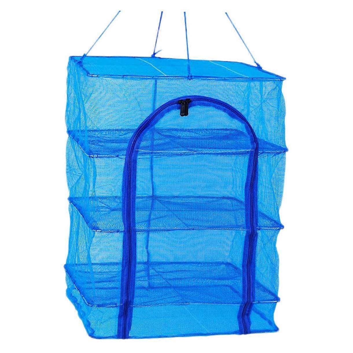 Foldable Hanging Mesh Dryer for Shrimp Fish Fruits Vegetables Nylon FourLayer Drying Net with Buckle for Outdoor Indoor Use