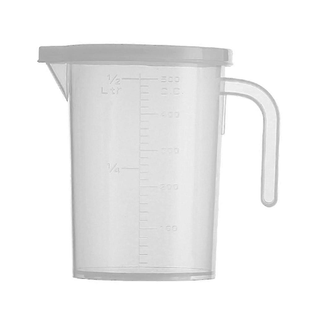 500ml & 1000ml Transparent PP Plastic Measuring Cup with Handle & Lid for Kitchen, Baking, Cooking