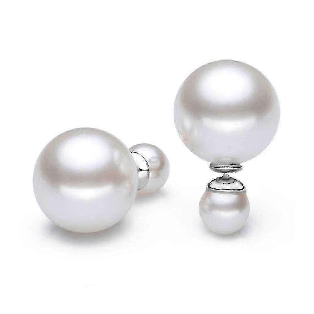 S925 スターリングシルバー ダブルパール シェルビーズ付きピアス - Zekai Jewelry
