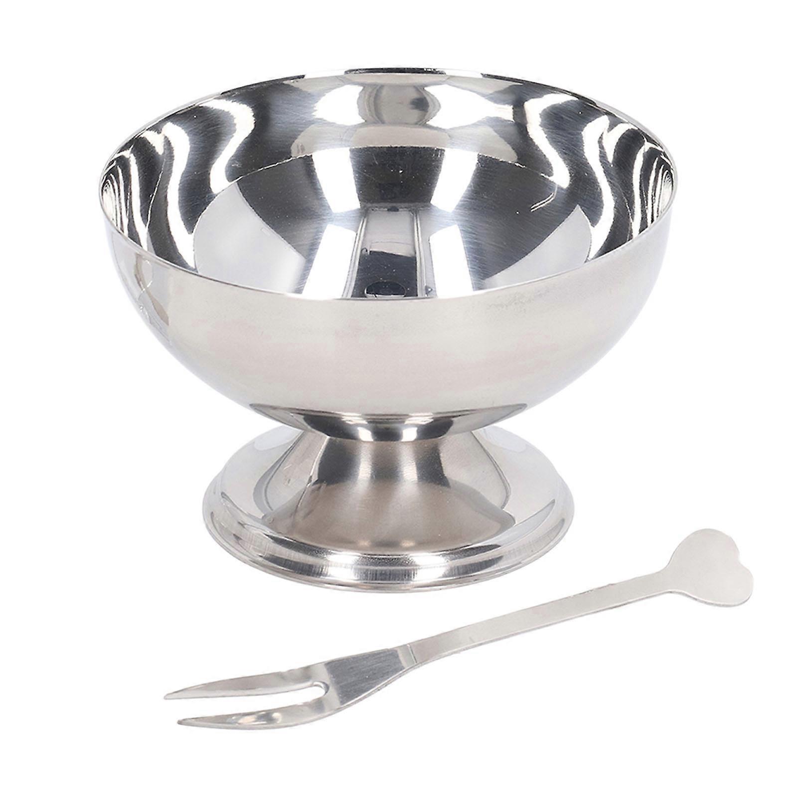 Ice Cream Stainless Steel Dessert Pudding Sundae Salad Serving Dip Bowl Trifle Tasting Bowls with Fork