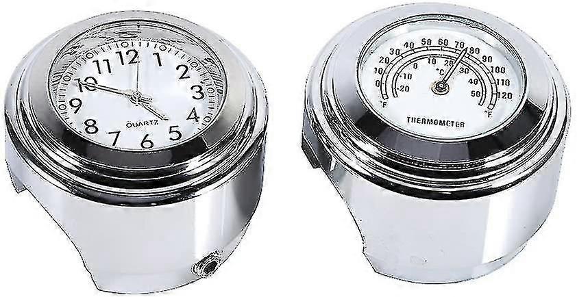 オートバイハンドルバー時計、7/8 "防水オートバイハンドルバーマウントデジタル時計と温度温度計ホワイト