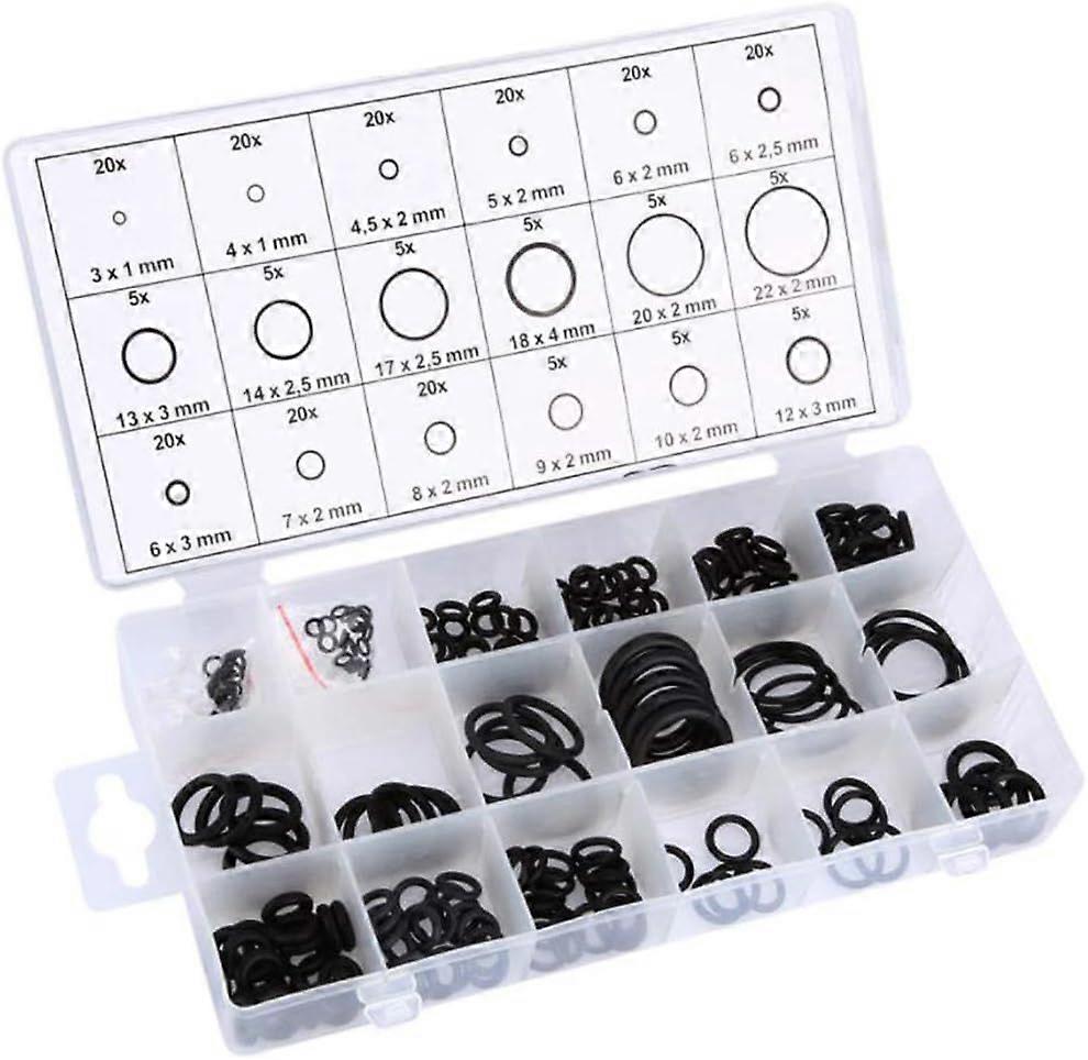 225 Pieces O-Ring Seal Assortment Set Rubber Washers Kit Sealing Rings for Workshops, Garage and Plumbing Services 18 Sizes