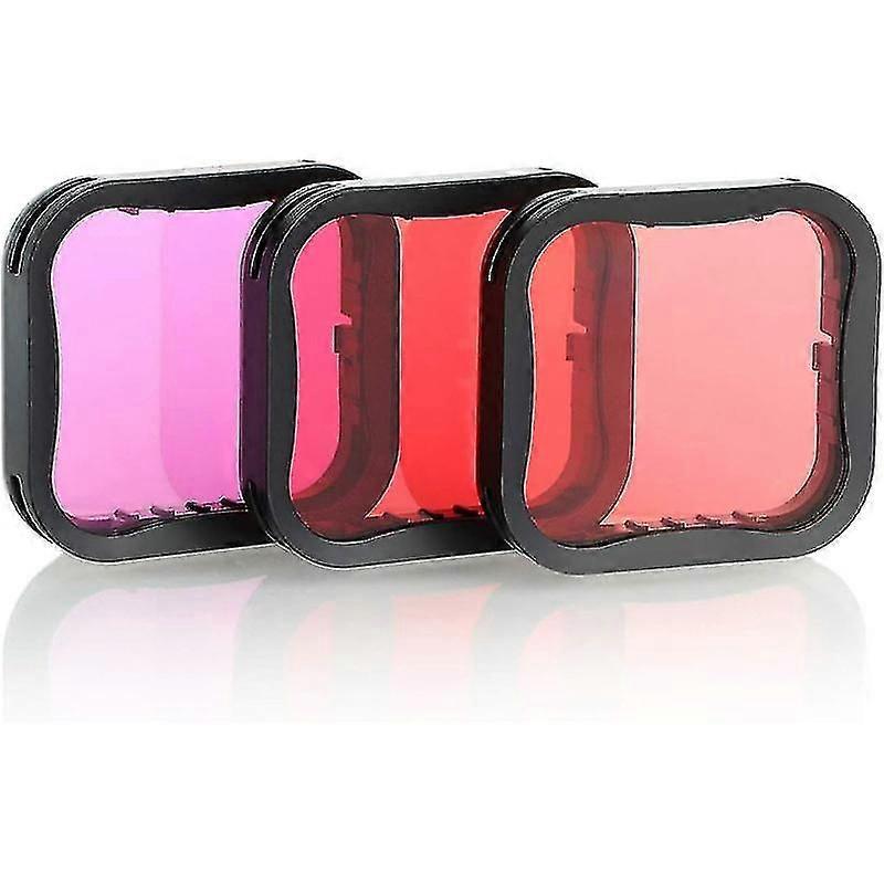 3 Pack Dive Filter for GoPro Hero 5 6 7 Black Super Suit Dive Housing - Red,Light Red and Magenta Fi