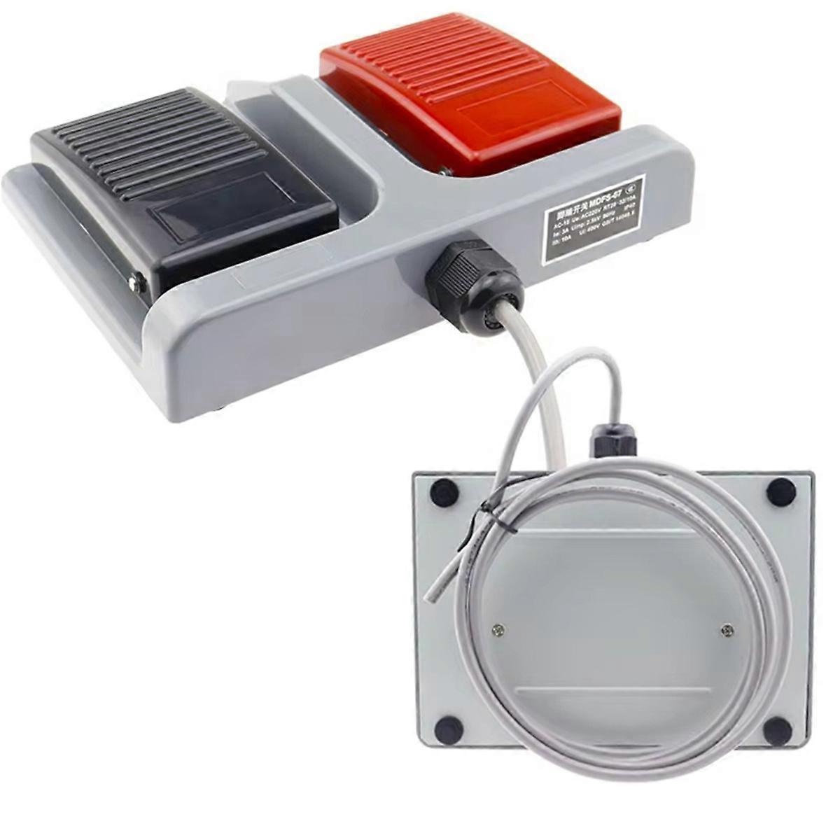 Upgrade Foot Switch MDFS-67 Dual Foot Switch, with 10A/220V AC Wire Self Resetting Forging and Textile B