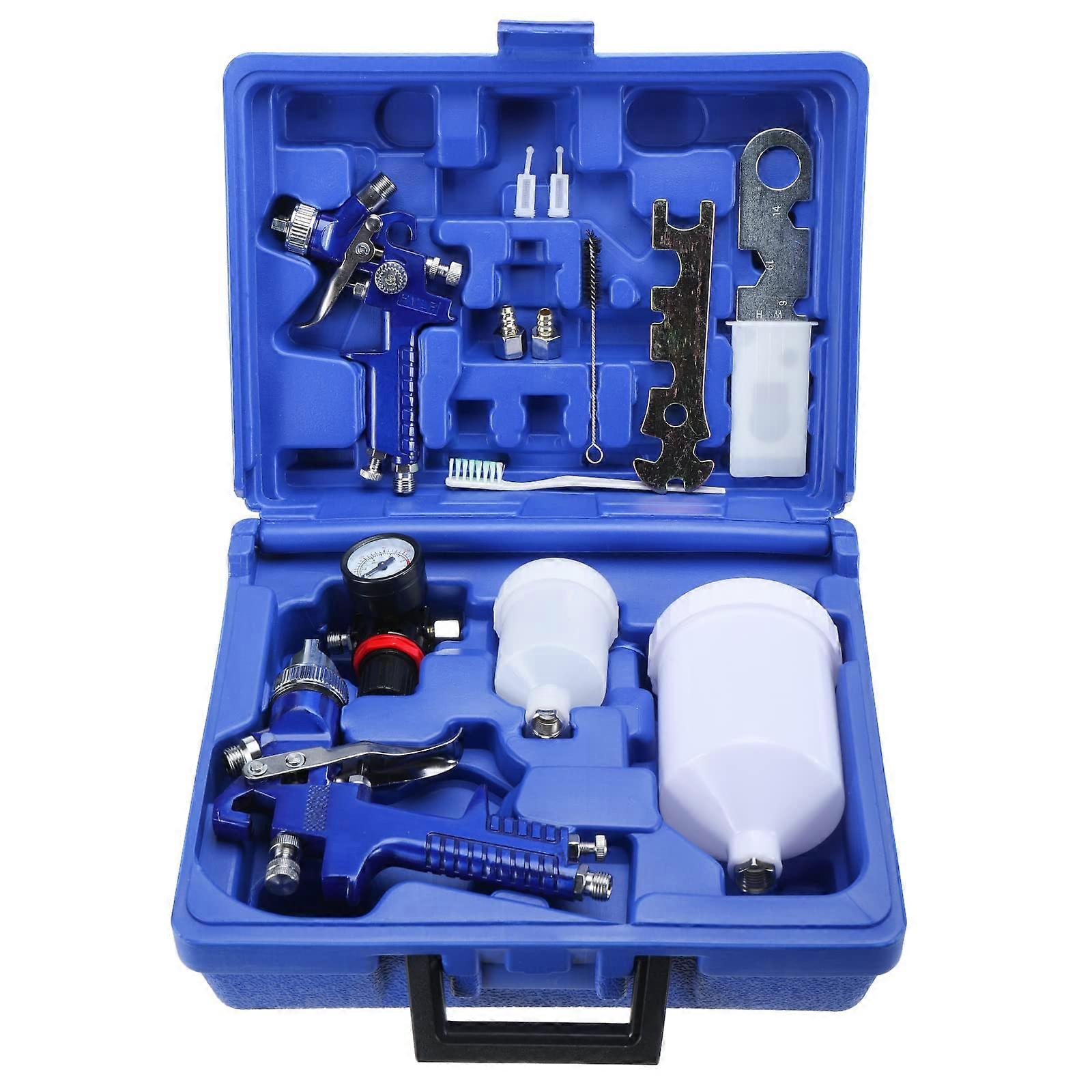 2-Sprayer Paint Gun Kit, HVLP Air Gravity Spray Gun Set with 0.8mm & 1.4mm Nozzles, 150ml & 600ml Cups, RR-0072