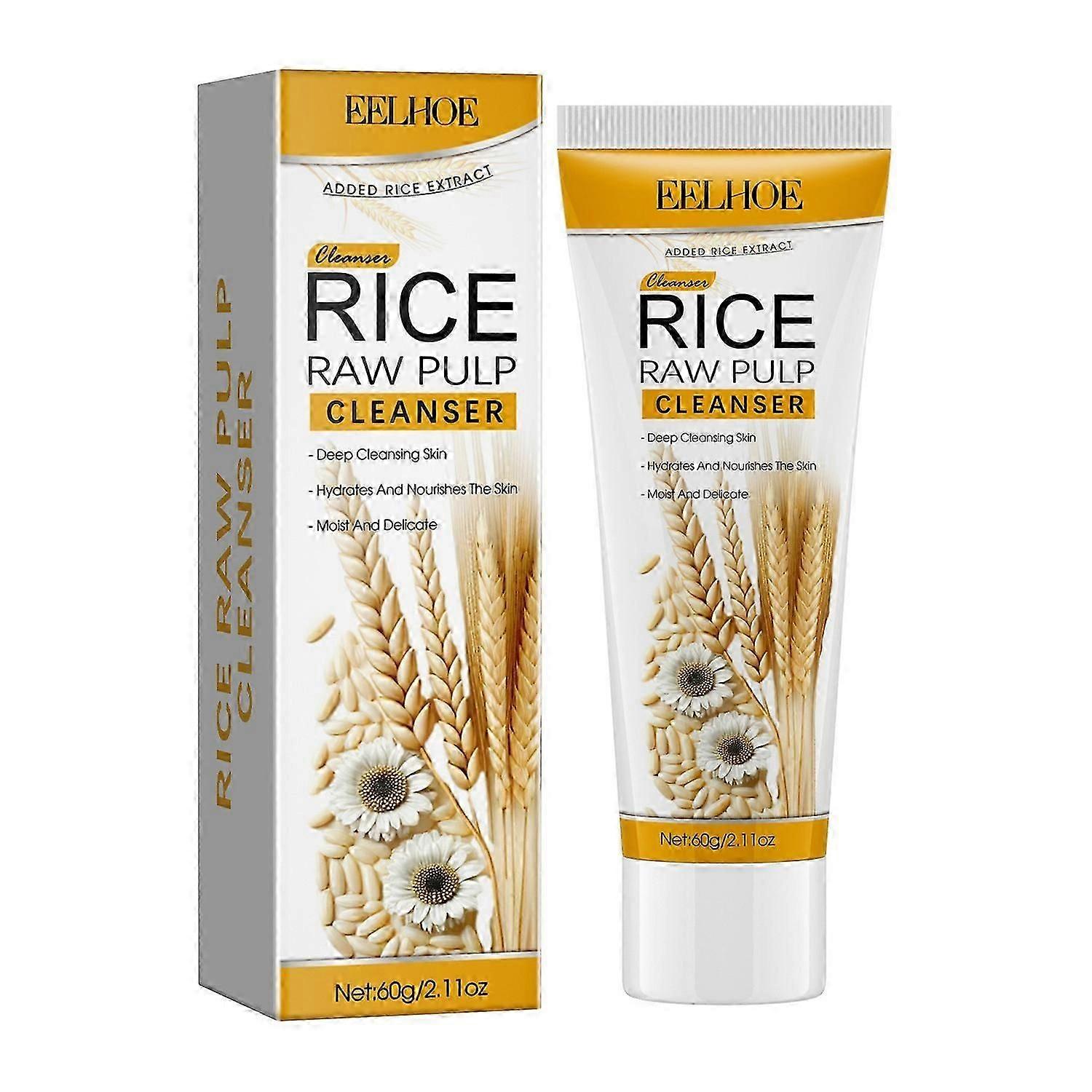 EELHOE Rice Raw Pulp Cleanser, Clear Pores And Lighten Dull And Delicate Skin Foam Cleanser