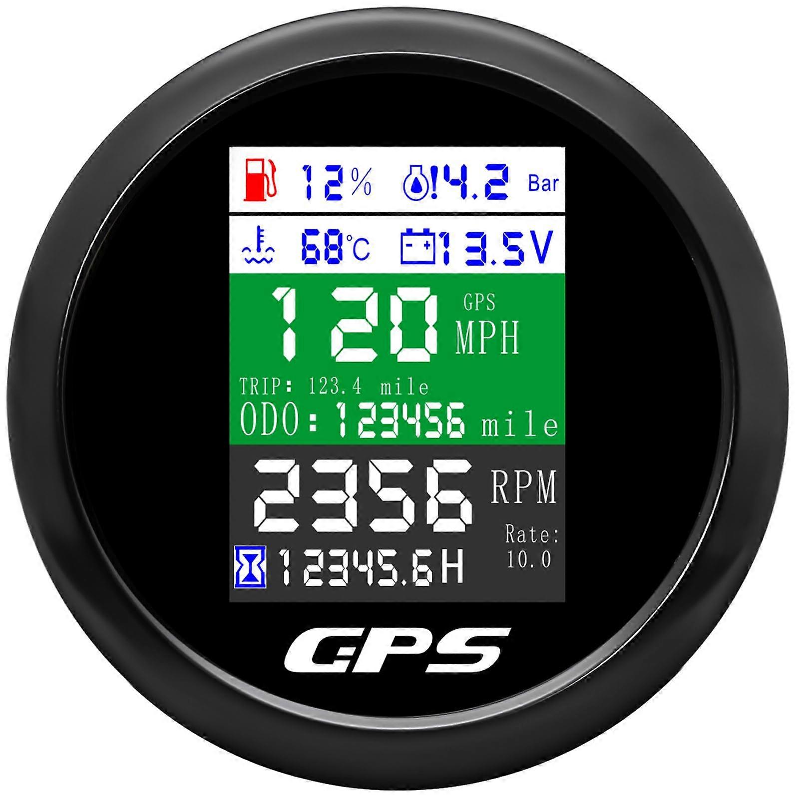 6in1 GPS Speedometer 33/8' 85mm MultiFunctional Adjustable Tachometer Voltmeter