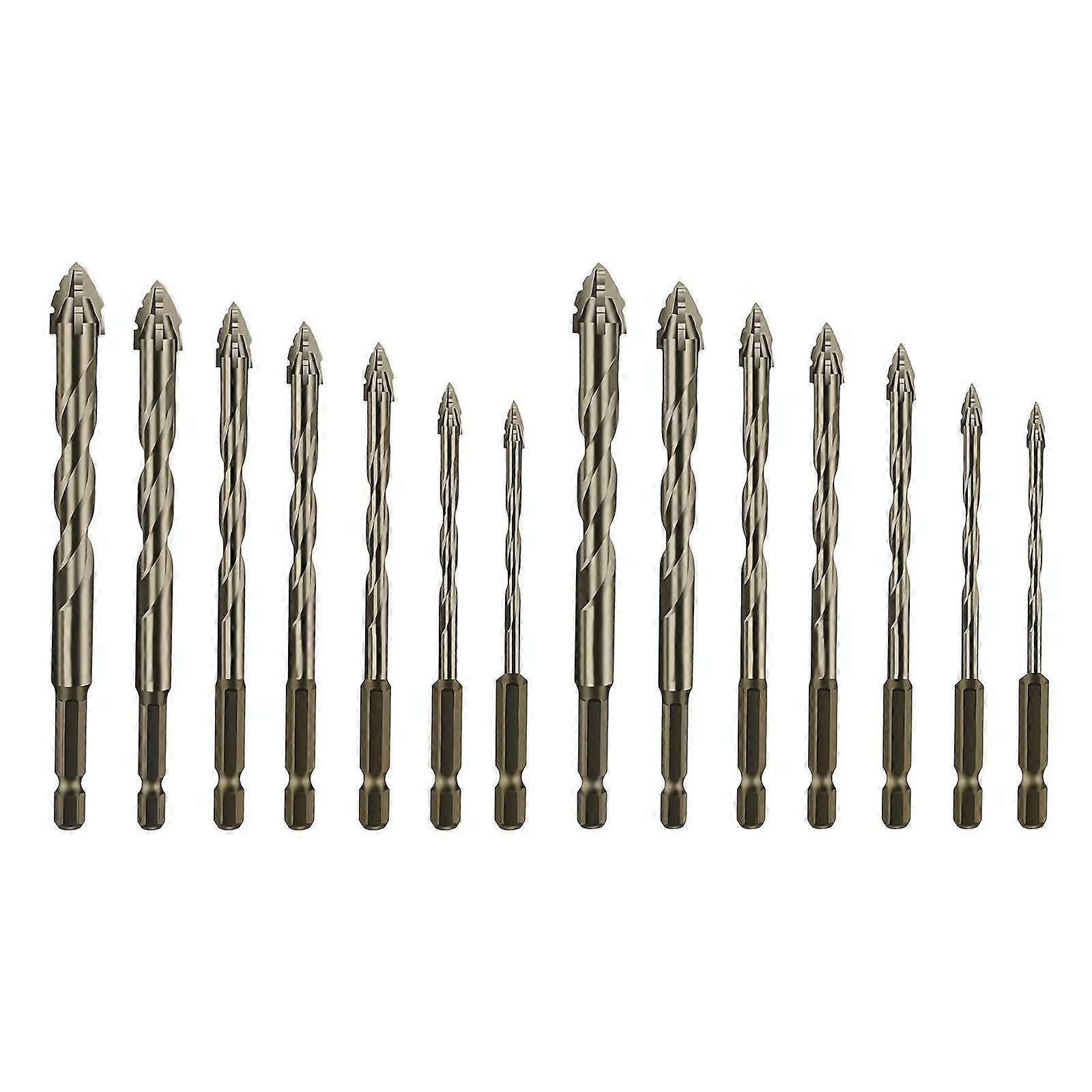 Four-Flute Eccentric Drill Bit Set, High Hardness Serrated Steel Drill Bits, 4-Edged Skewed Head, Multi-Function Compatibility