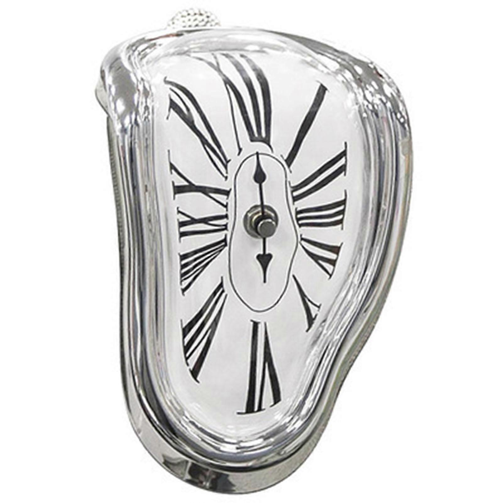 Melting Clock Plastic Retro Decorative Electroplated Metal Paint Desk Table Clock for Office