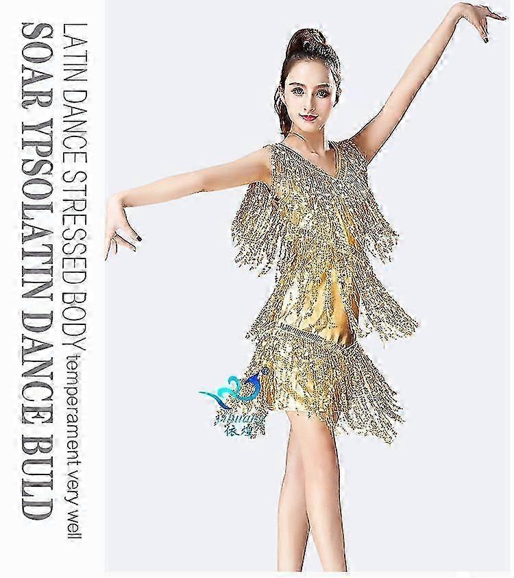 Huiyunダンスパーティーホットスタイルスパンコールタッセルラテンダンスドレスパーティーパーティーダンススカートステージコンペティションドレスダンスパフォーマンスドレス