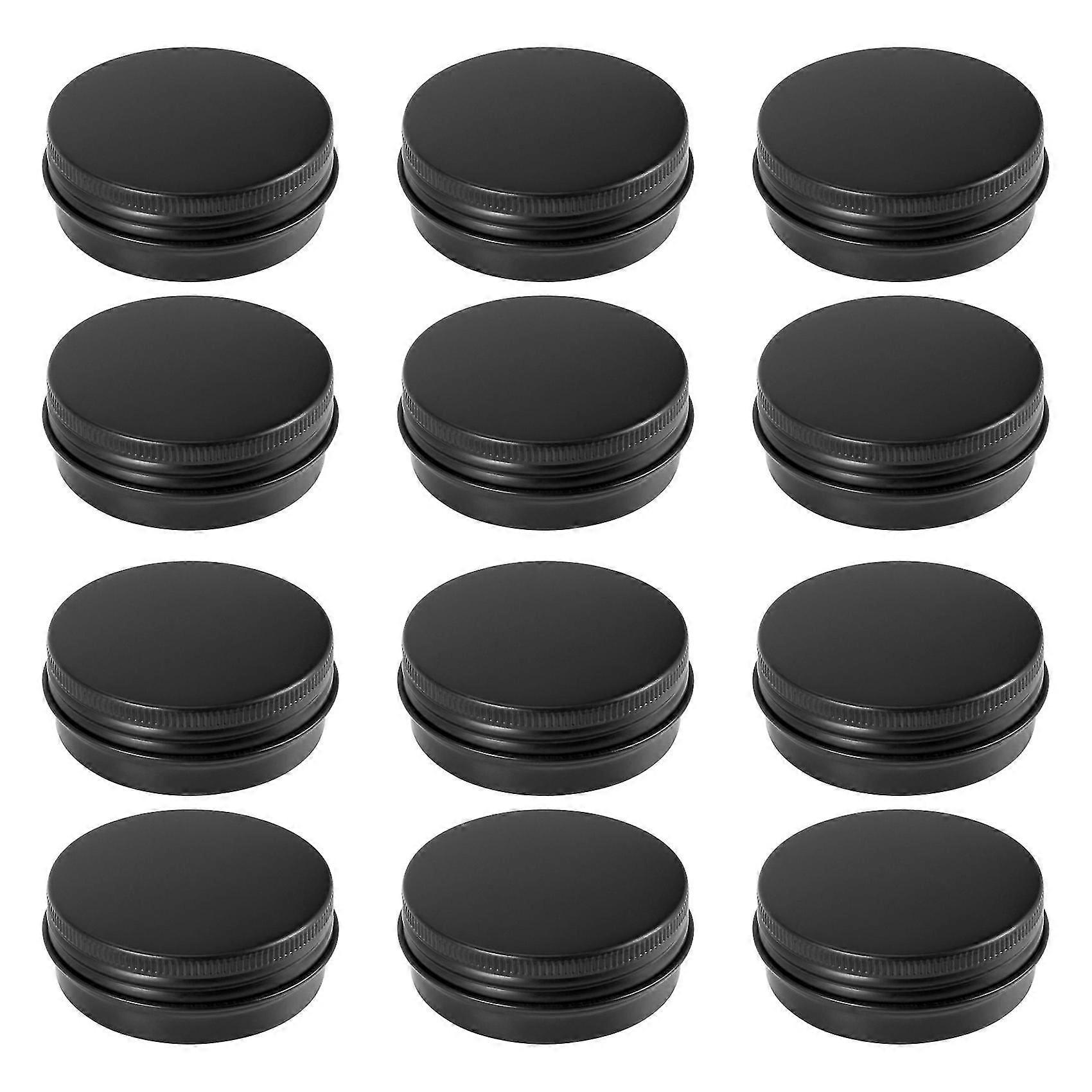 12Pcs 1Oz μαύρα βάζα κασσίτερου αργιλίου γύρω από τα κενά δοχεία αποθήκευσης μετάλλων δοχείων καπακιών βιδών για την οργάνωση των καλλυντικών μικρών στολιδιών κοσμημάτων