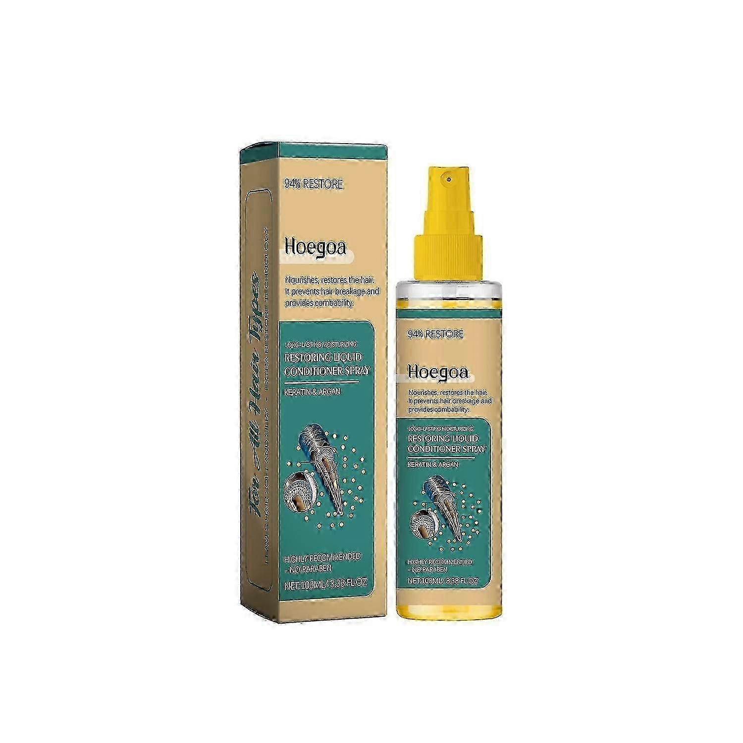 Hoegoa Argan Leave-In Conditioner Spray Moisturizes, Repairs Split Ends, Nourishes and Replenishes H