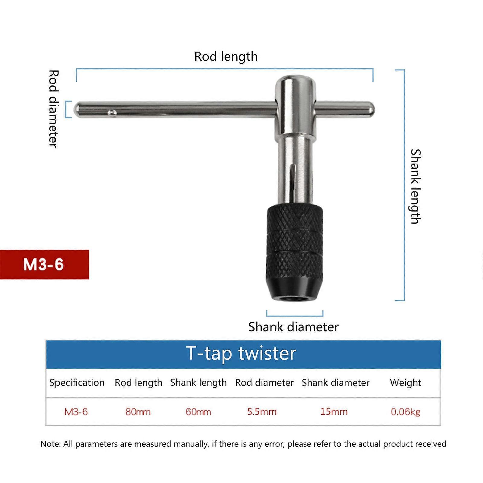 Adjustable T-Handle Ratchet Tap Holder M3–M6 Threading Wrench Hand Machine Ratcheting Screw T-Shaped Tapping Thread